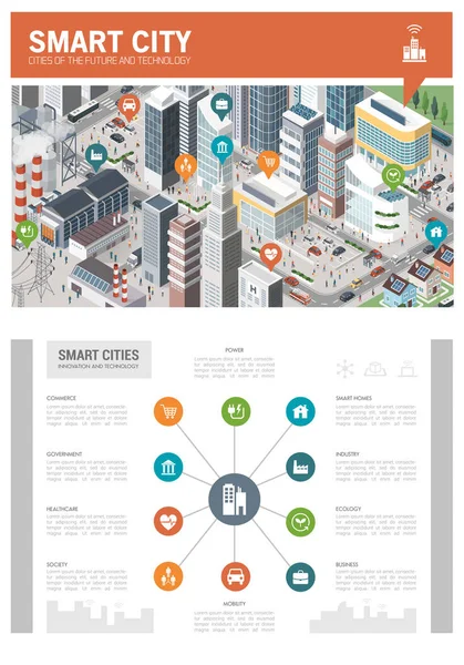 Έξυπνη πόλη infographic — Διανυσματικό Αρχείο