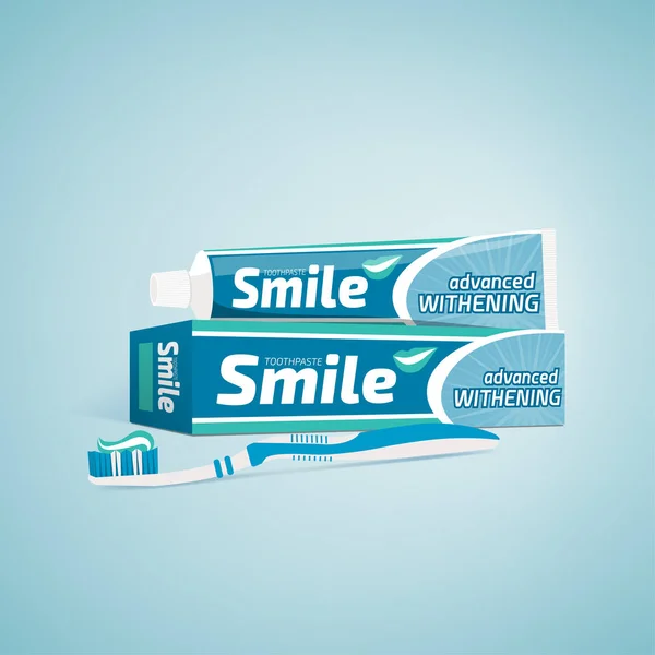 Publicité dentifrice et brosse à dents — Image vectorielle