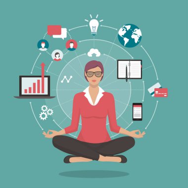 Mindfulness meditasyon pratik iş kadını