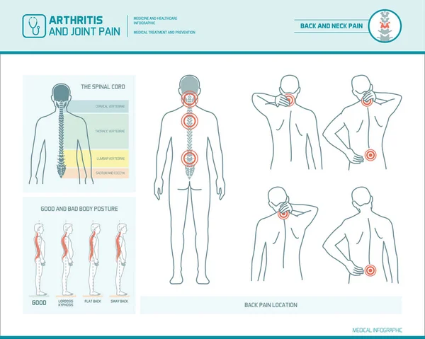 Back pain and body posture — Stock Vector