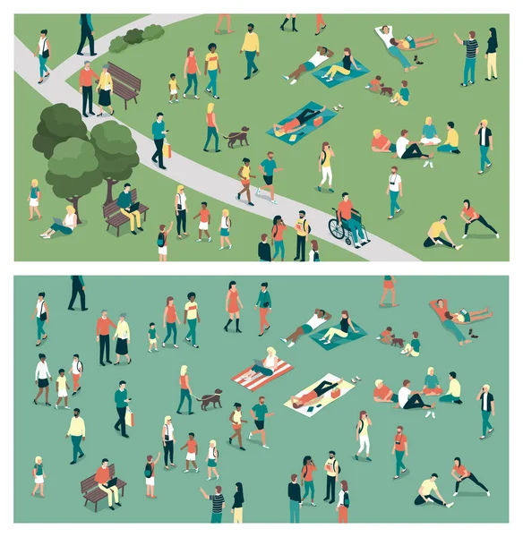 People at the city park — Stock Vector