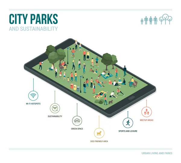 Personnes au parc de la ville — Image vectorielle