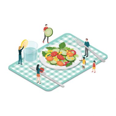 İnsanlar sağlıklı yemek hazırlama 