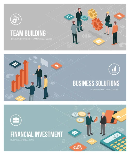 Unternehmen, Teamwork und Investitionen — Stockvektor