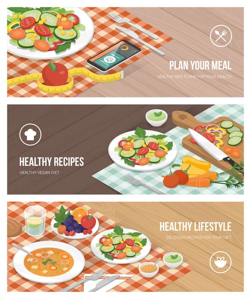 Healthy food and diet — Stock Vector