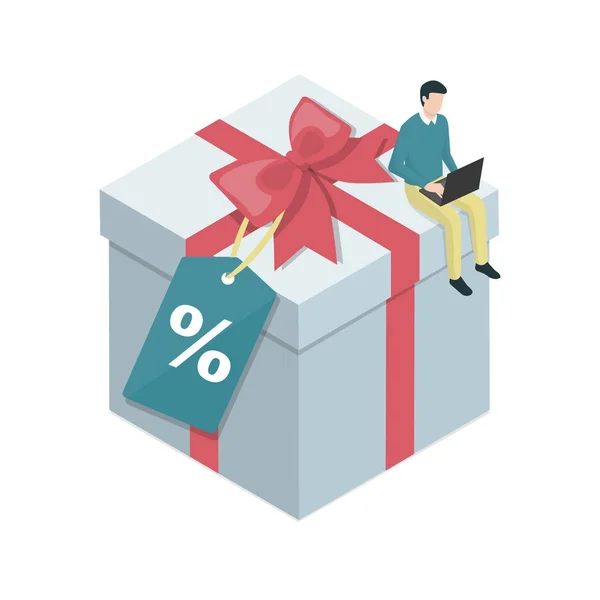 Αγοράζοντας δώρα σε απευθείας σύνδεση — Διανυσματικό Αρχείο