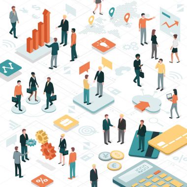 İş adamları birlikte çalışıyor.