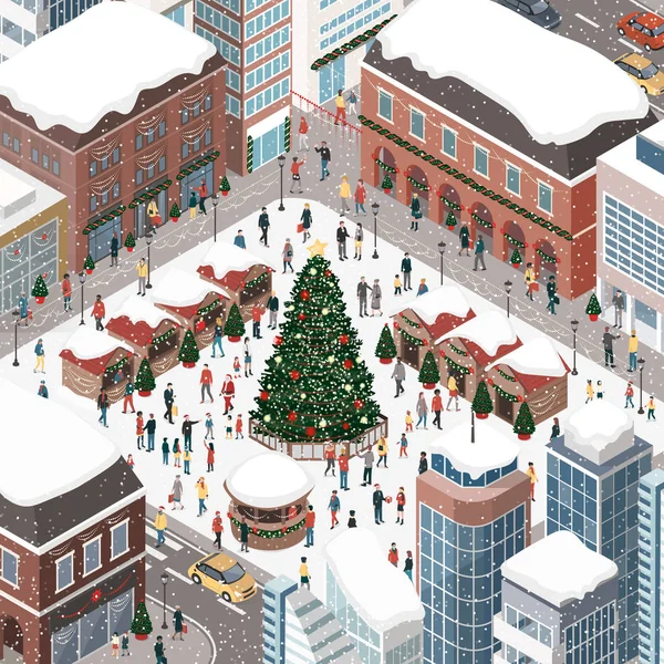 Les gens qui célèbrent Noël ensemble — Image vectorielle