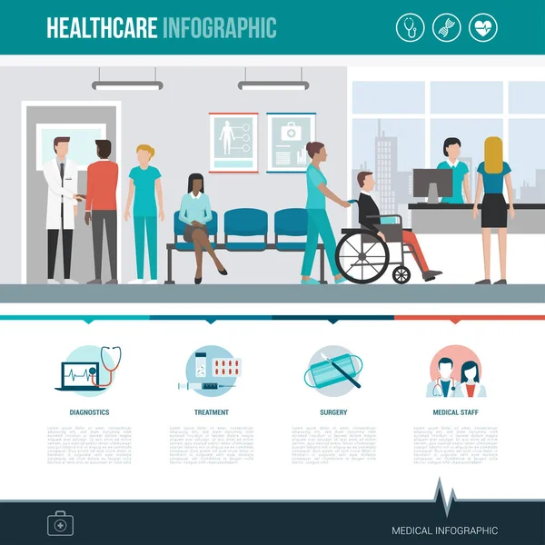 Infográfico de saúde e hospitais — Vetor de Stock