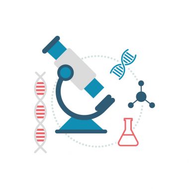 Mikroskop ve tıbbi simgeleri: Bilim ve tıbbi araştırma kavramı
