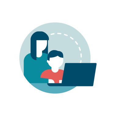 Güvenli web sörf çocuklar için: bir anne çocuğunu ile bağlanma