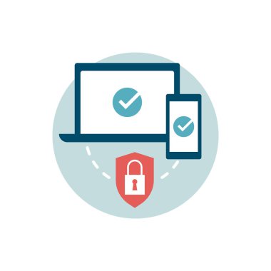 Tüm cihazlar ile bir antivirus korumak ve çalıştırmak bir sistem taraması, Internet güvenlik simgesi