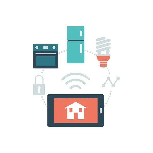 Hausgeräte Mit Smartphone App Verbinden Smart House Und Internet Der — Stockvektor