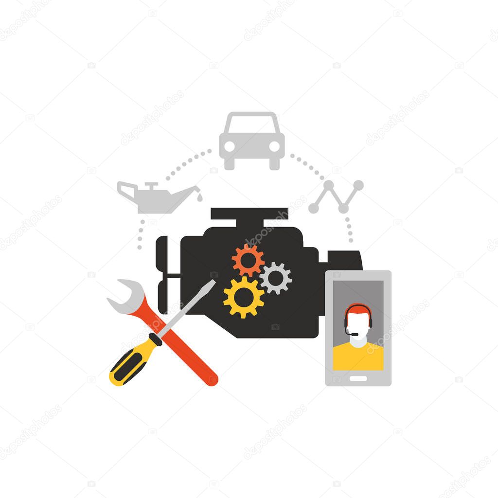 Car servicing and repair, automotive and roadside assistance concept
