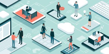 Akıllı iş insanlar birlikte kullanılarak çalışma aygıtları