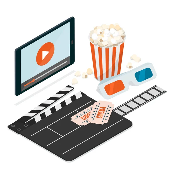 Assistir Filme Online Casa Cinema — Vetor de Stock