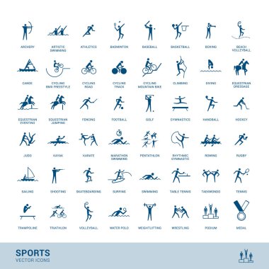 Spor disiplinleri vektör çubuğu sembollü simgeler