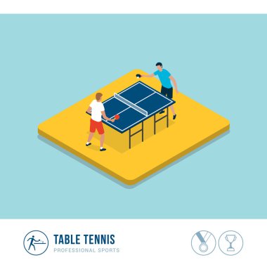 Profesyonel spor müsabakası: bir maç sırasında masa tenisi oyuncuları