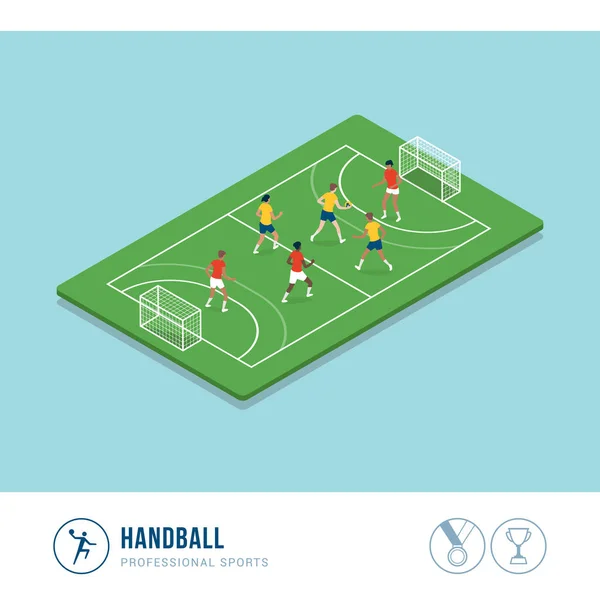 Compétition Sportive Professionnelle Match Handball Joueuses Qui Courent Lancent Des — Image vectorielle