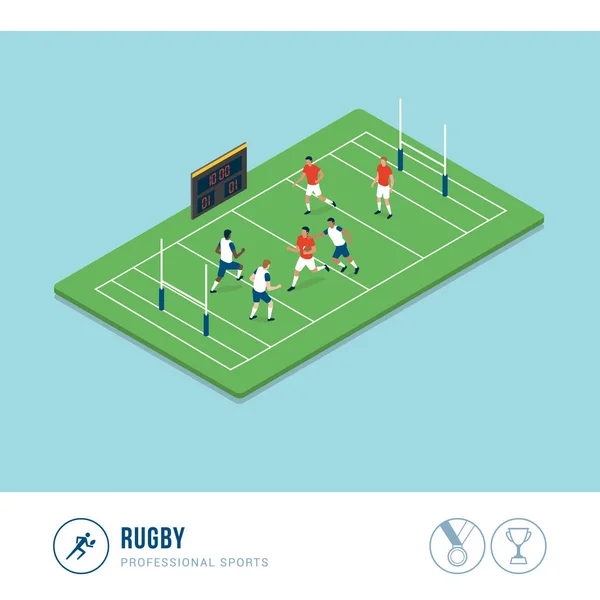Zawodowe Zawody Sportowe Rugby Podczas Meczu — Wektor stockowy