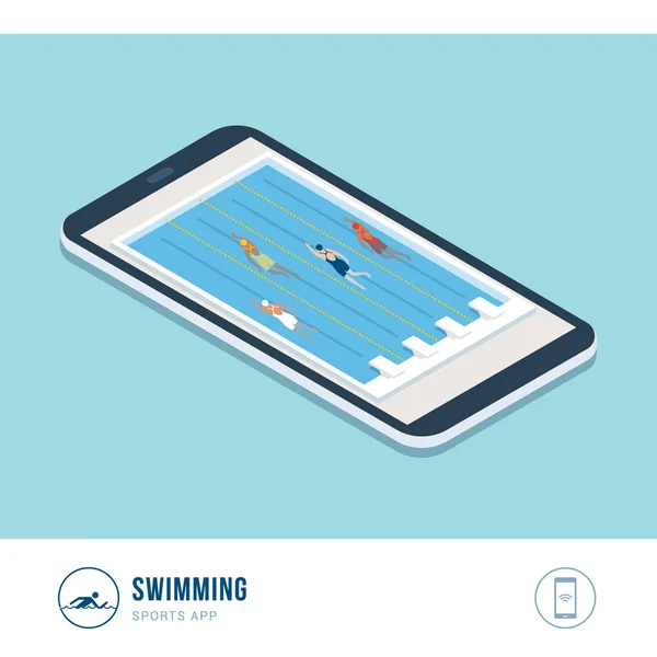 Leistungssportwettbewerb Schwimmen Schwimmwettbewerb Schwimmbad Mobile App — Stockvektor