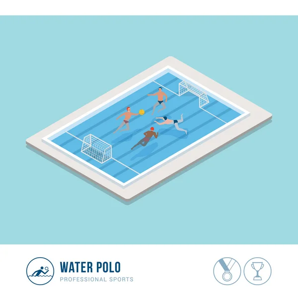 Professionele Sportcompetitie Waterpolospelers Spelen Het Zwembad — Stockvector