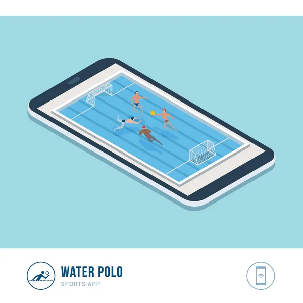 Professioneller Sportwettbewerb Wasserballspieler Spielen Pool Mobile App — Stockvektor