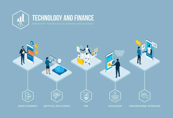 Tendências de negócios, tecnologia e finanças — Vetor de Stock