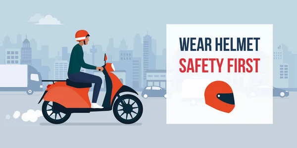 Носите шлем для вашей безопасности — стоковый вектор