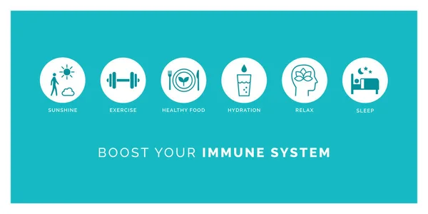 Hogyan Lehet Fokozni Immunrendszert Természetesen Napfénynek Való Kitettség Testmozgás Egészséges — Stock Vector