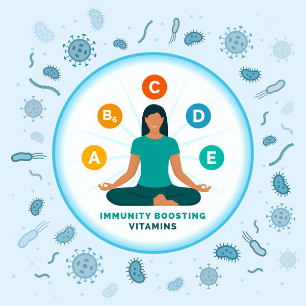 Woman boosting her immune system with vitamins and defeating viruses, healthcare and prevention concept