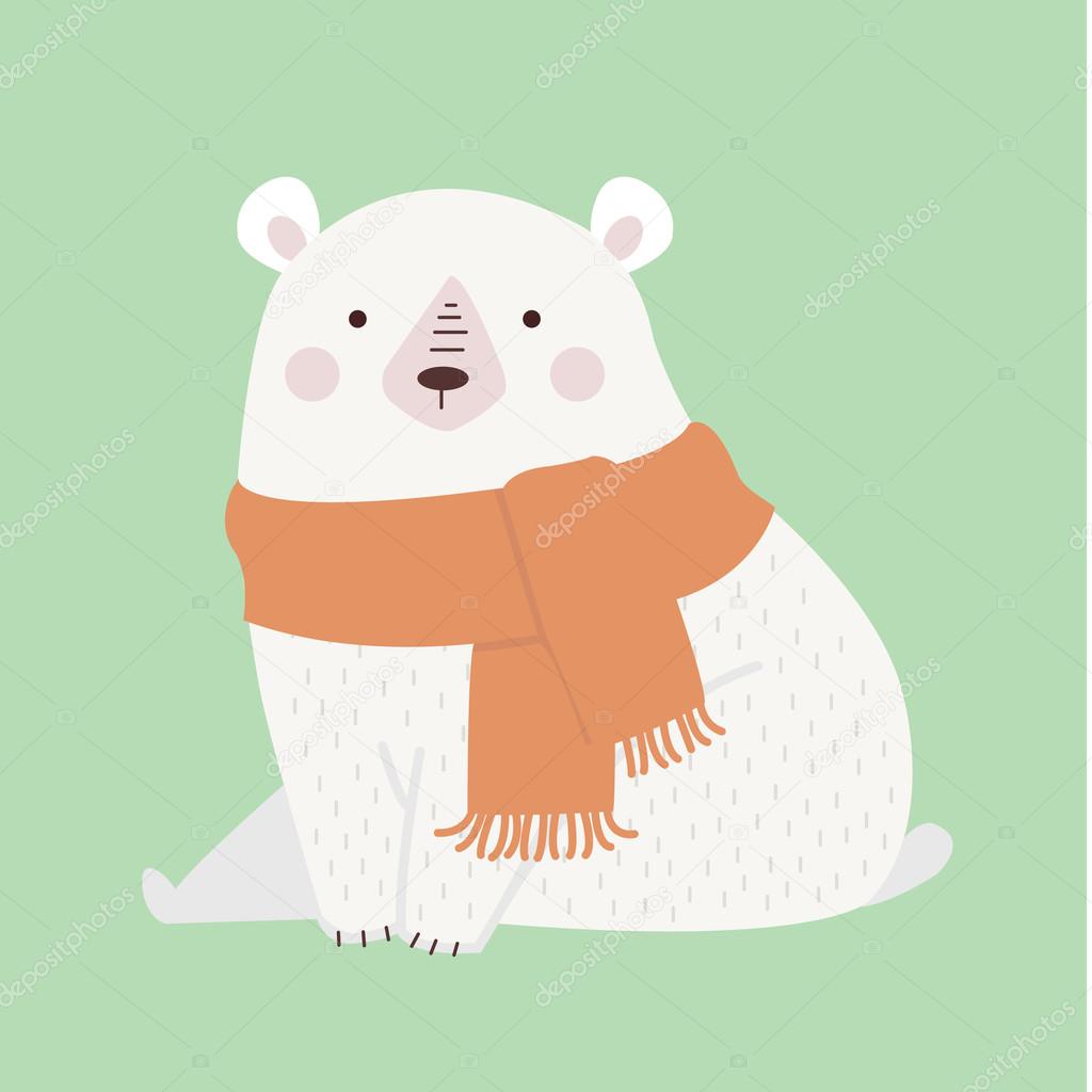 Cute polar bear illustration, in vector