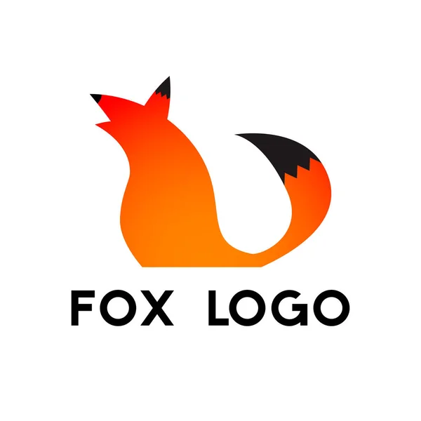 Fox Logotyp Mall Orange Fox Symbol Med Svans Vektorillustration — Stock vektor