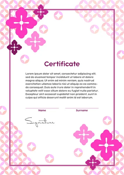 Vector Certificate Template Japanese Modern Style Beauty Salon Yoga Spa — Stock Vector