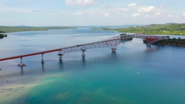 San Juanico Köprüsü Panoramik, Filipinler 'in en uzun köprüsü.. — Stok video