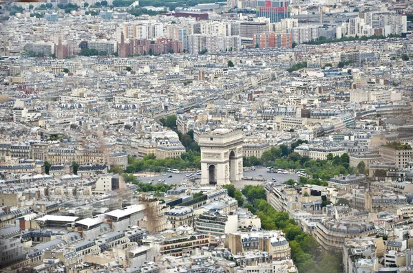 Az arch of triumph látképe az Eiffel-torony Párizs — Stock Fotó