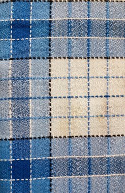 Mavi kareli masa örtüsü doku