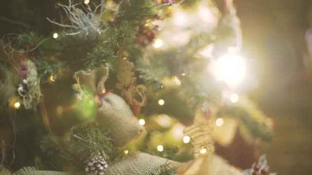 Різдвяні ялинкові вогні мерехтять — стокове відео