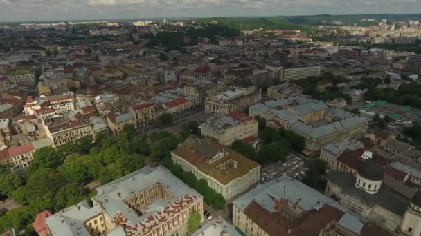 Antenne alte Stadt lviv, Ukraine — Stockvideo