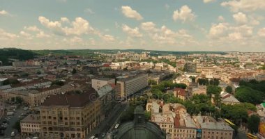 Lviv Opera anteni Old City Ukrayna. Eski şehir merkezi parçası