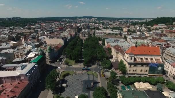 Aérea Ciudad Vieja Lviv Ucrania — Vídeo de stock