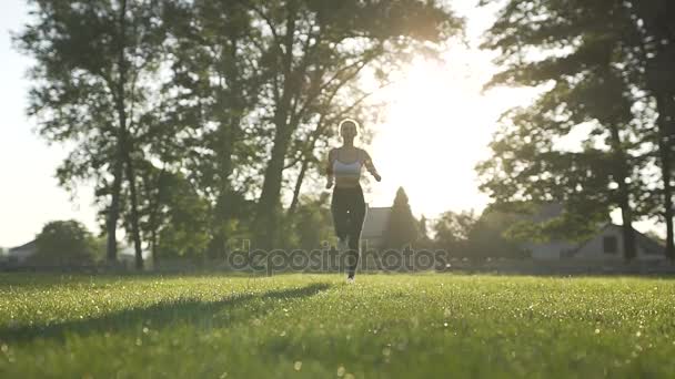 Mañana corriendo en el parque — Vídeos de Stock