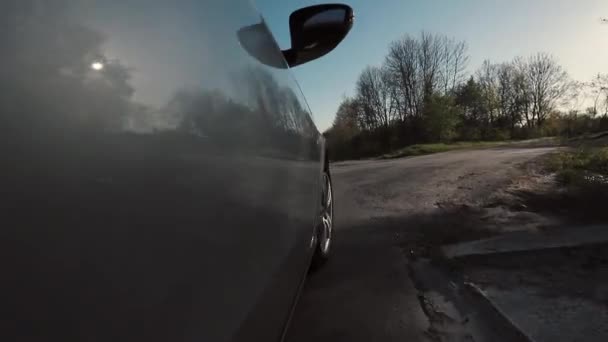 Coche rueda girando POV — Vídeos de Stock