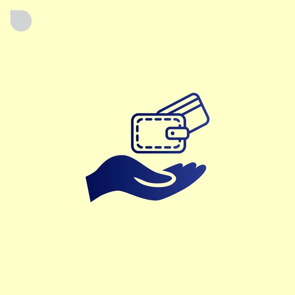 Hand holding wallet with card icon — Stock Vector