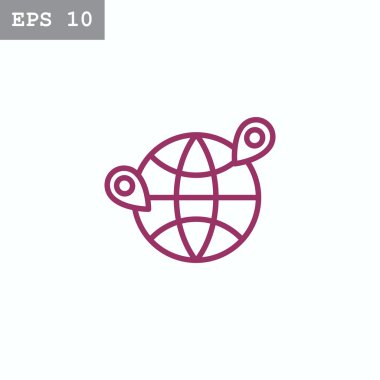 Dünya harita iğne simgesiyle