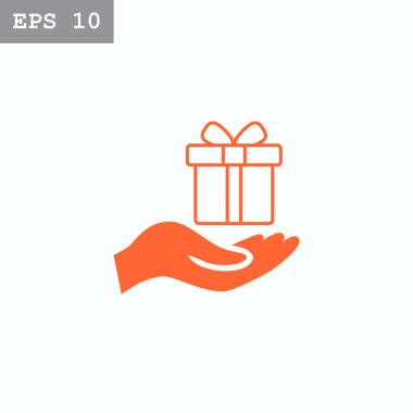 Hediye kutusu simgesi tutan el