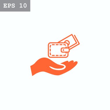 m-cüzdan para simgesi ile tutan el