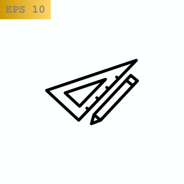 Üçgen cetvel ve kalem simgesini