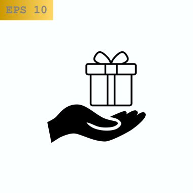 Hediye kutusu simgesi tutan el