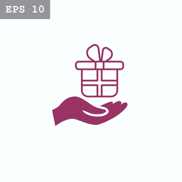 Hand hält Geschenk-Box-Symbol — Stockvektor